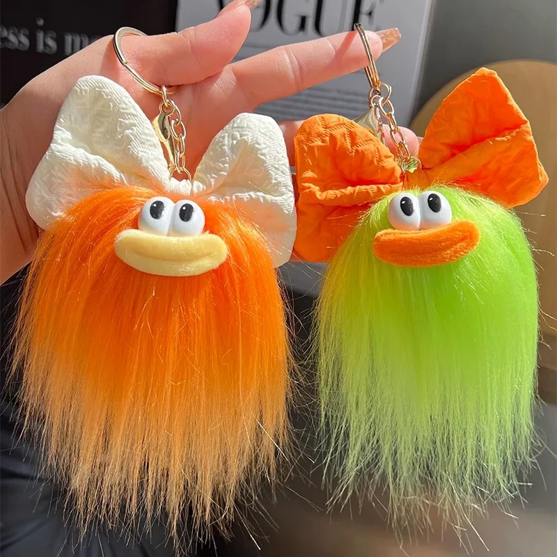 Niedliche Pouty-Lippen, Langes Haar, Hässlicher und Lustiger Cartoon-Puppen-Schlüsselanhänger, Personalisierter Plüsch-Puppen-Taschenanhänger