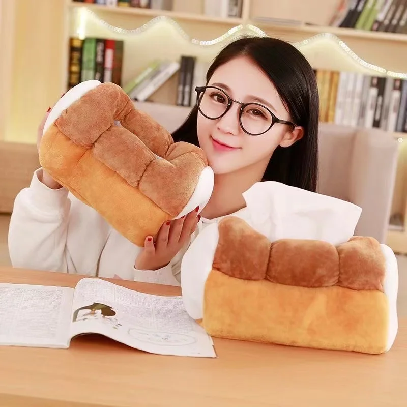 

Cute Plush Artificial Bread Tissue Box Soft Fabric Paper Storage Box Creative INS Hot Home Office Car Drawer Napkin Box Gift New