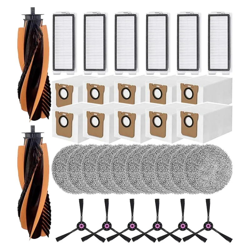 M17k-para jonr p20 pro/para jonr t5 pro robô aspirador de pó 34 peças kit de peças de reposição-escova principal, escova lateral, filtro, pano mop, dus