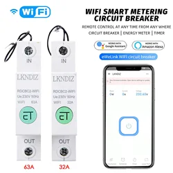 1PCS New Ewelink Single Phase WIFI Smart Energy Meter Kwh Metering Monitoring Circuit Breaker Timer Relay for Smart Home 63A/32A