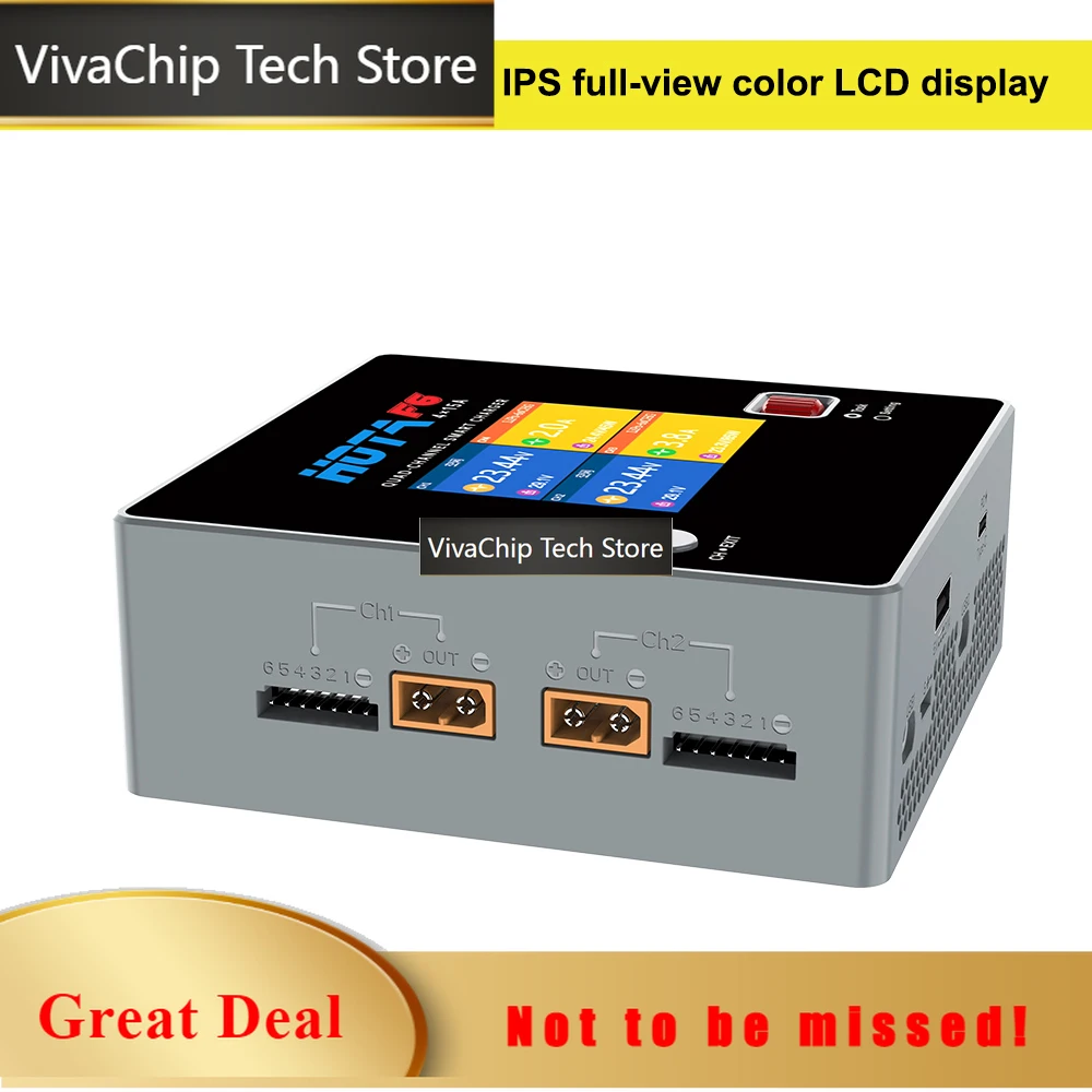 VivaCTHOTA F6 QUAD-CHANNEL/P6 600W*2 SMART Charger 1000W 4*15A For Lipo LiIon NiMH Battery With Type-C IPhone Samsung Charging