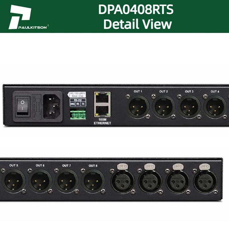 معالج الصوت الرقمي Paulkitson DPA0408RTS الاحترافي Dsp FIR AUTO AES 4 في 8 خارج 96 كيلو هرتز معالج معدات الصوت AA