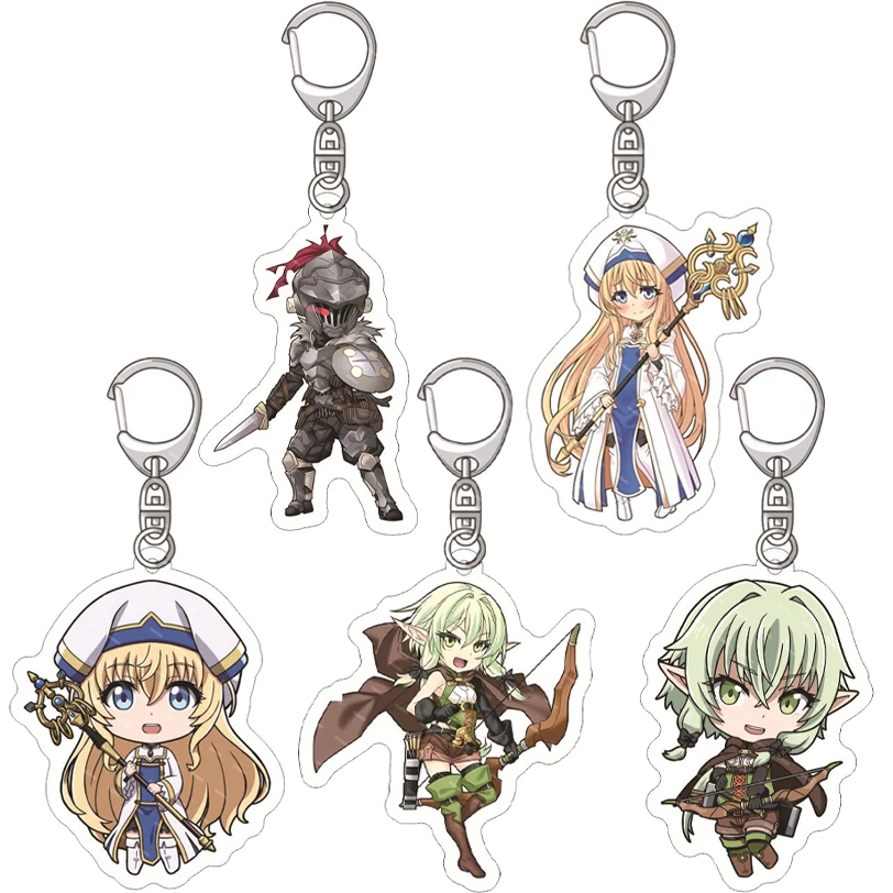 55MM Anime Goblin Slayer ‌   Figur Priesterin Hoher Elfenbogenschütze Cowgirl Zwerg Schamane Acryl Schlüsselanhänger Weihnachten Kawaii ‌   Geschenke