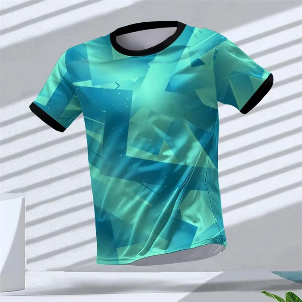 2026 Simple Geometric Graphic 3D Printed Sports T Shirts Summer Fashion Running Fitness Tennis T-Shirt Tranning Tops Unisex