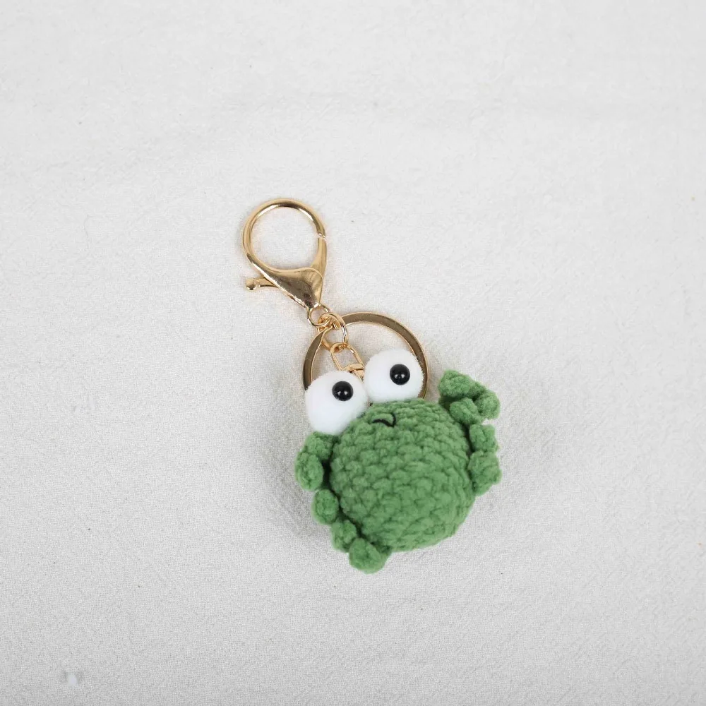 Bag Pendant Crocheted Crab Keychain Cartoon Animal Soft Wool Crochet Keyrings Cute Handmade Knitted Pendant Backpack