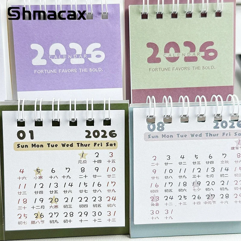 2026 Mini Simple Calendar Small Desk Calendar Creative Coil Calendar Planner Desktop Decoration Office Stationery