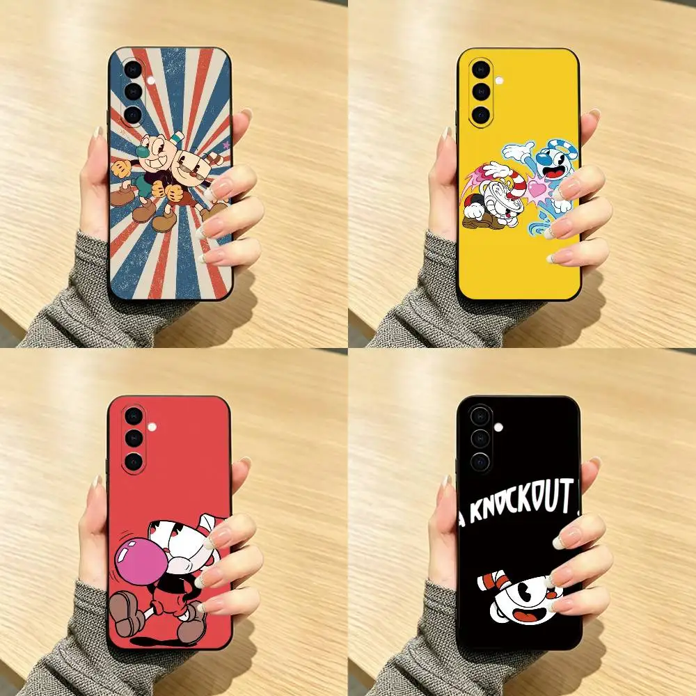 Game Cuphead Phone Case Black Silicone Soft For Samsung Galaxy A73,A72,A71,A70,A53,A52,A51