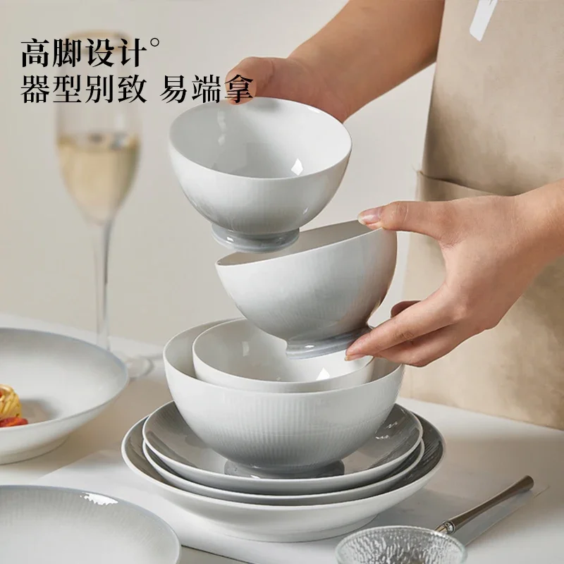 Ceramic tableware set 2024 new light luxury high-end dishes household underglaze color dishes set housewarming bowls