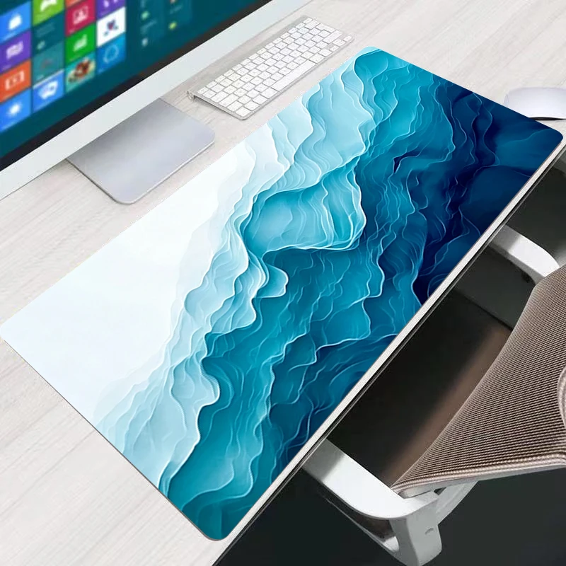 Mouse Pad Notbook PC Gamer Mouse Mat Blue Art Fluid Keyboard Pad NonSlip Rubber Extended Office Computer Desk Mat Gamer MousePad