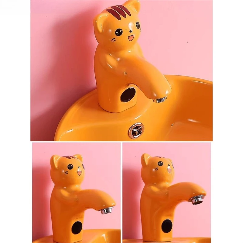 

Cartoon color children's induction faucet hot and cold automatic hand washer All-copper intelligent induction faucet Single cool