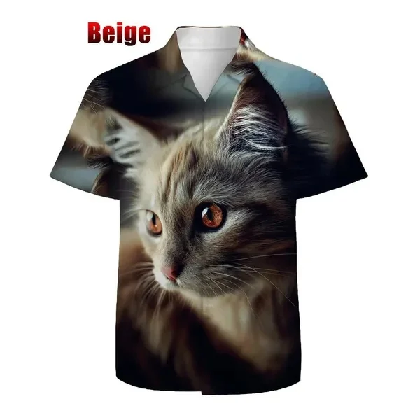 New Fashion Animal Cats 3D Printed Graphs Shirt Men And Women Summer Casual Long Sleeve Lapel Shirts Street Trendy Kid Cute Tops