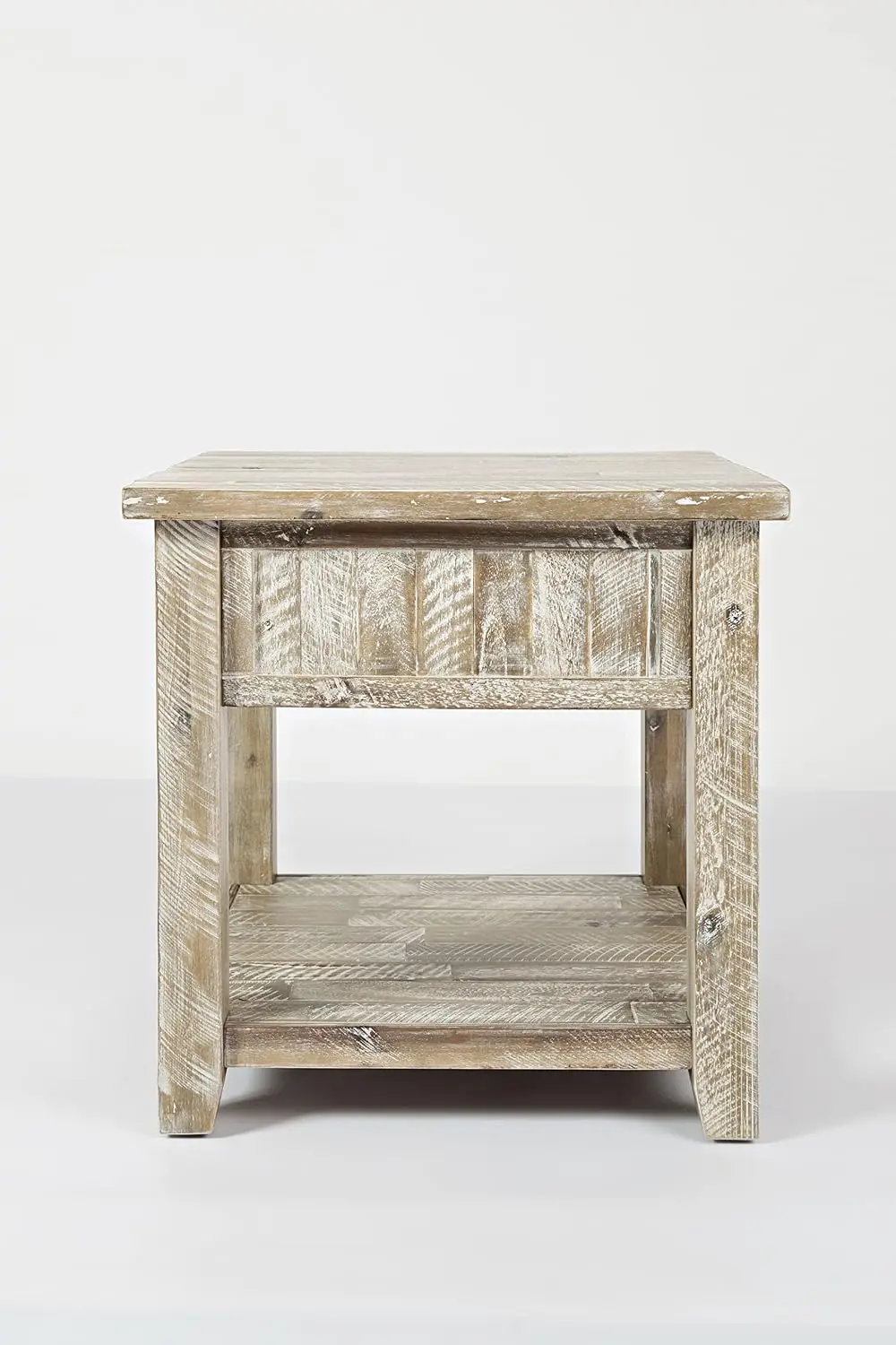 Artisan Craft End Table With Drawer, Rustic Farmhouse Distressed Acacia Wood Side Table For Living Room Bedroom Grey, Customized