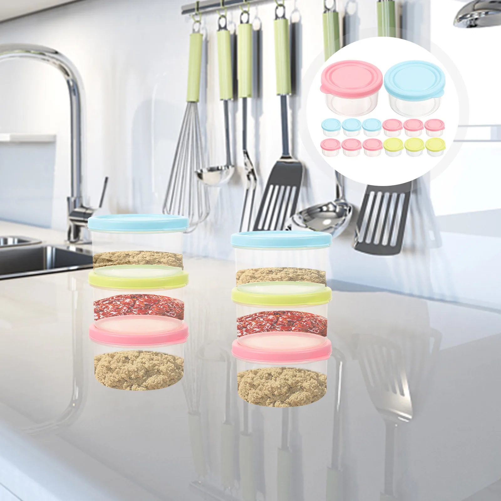 

24 Pack 150ML Food Microwaves Box Reusable Plastic Storage Containers Round Crisper Case for Food Preservation