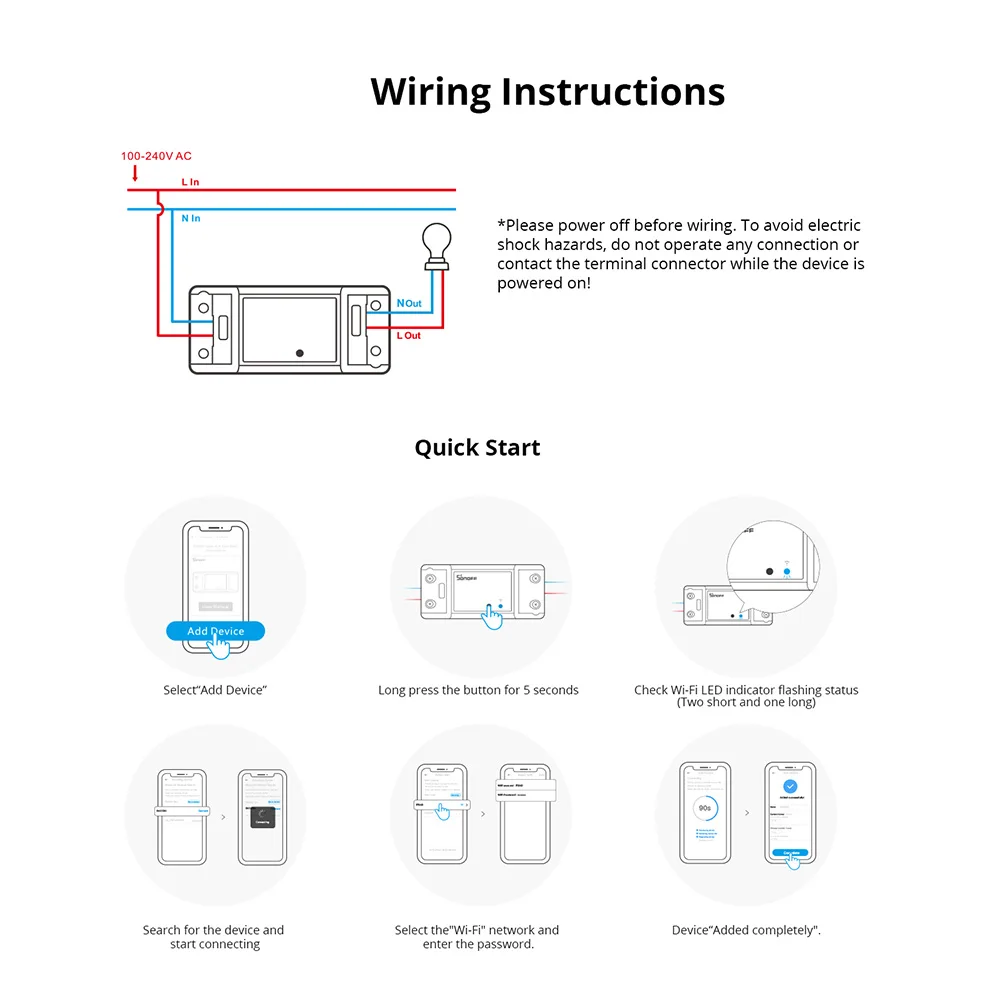 SONOFF Basic R4 스마트 스위치 Wifi 무선 스마트 홈 원격 제어 타이머 DIY 스위치 (Ewelink 앱 사용, Alexa 및 Google 연동)