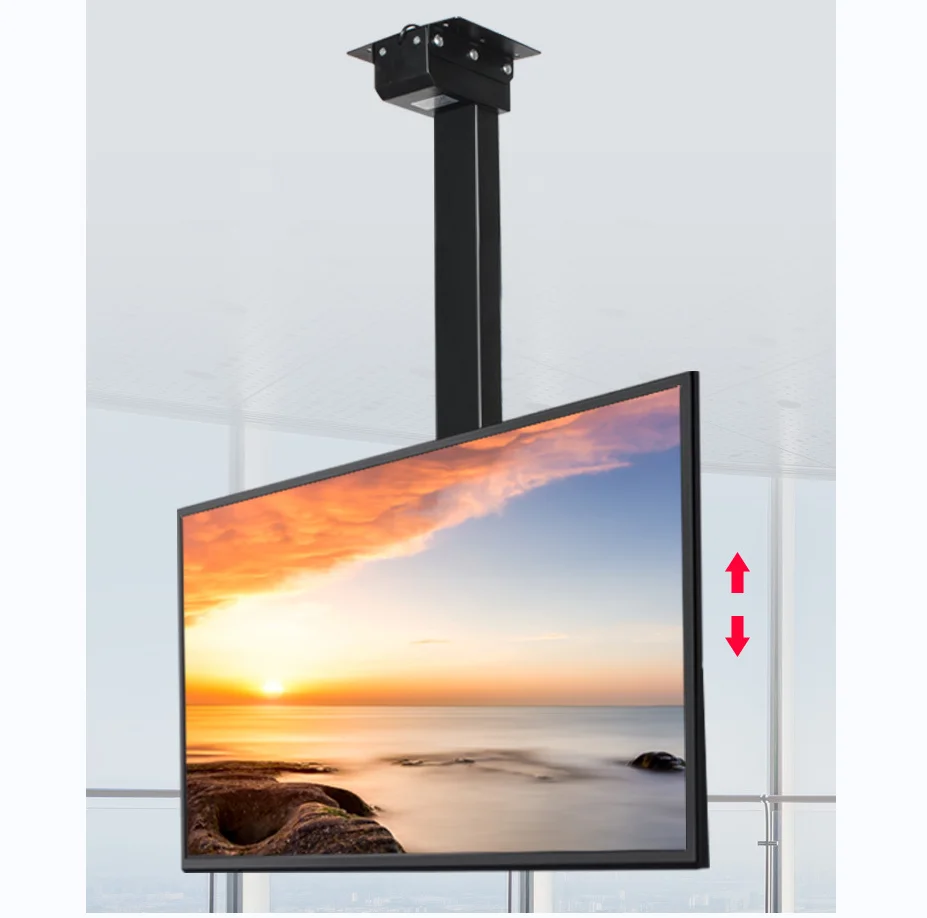 Voice-activated remote control electric rotating pull-down ceiling TV elevator floor bracket cabinet height adjustable TV