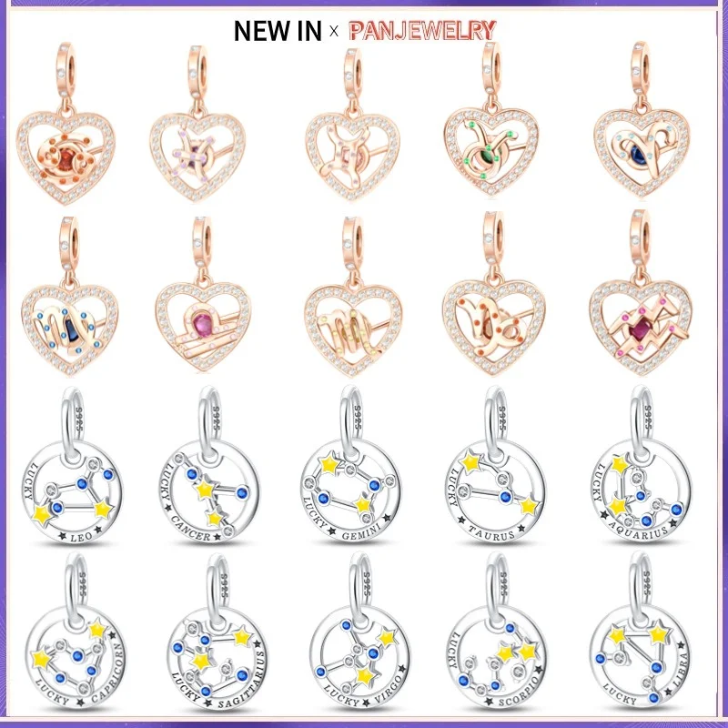 

Серебряная подвеска S925 с двенадцатью созвездиями, Золотая Серия Love, подходит для оригинальных изысканных ювелирных изделий «сделай сам», модный подарок
