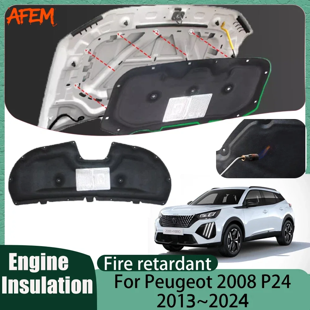 Для Peugeot 2008 3008 4008 2013-2024 2015 2016 2018 Термоизоляция капота автомобиля, шумоизоляционный хлопок, аксессуары