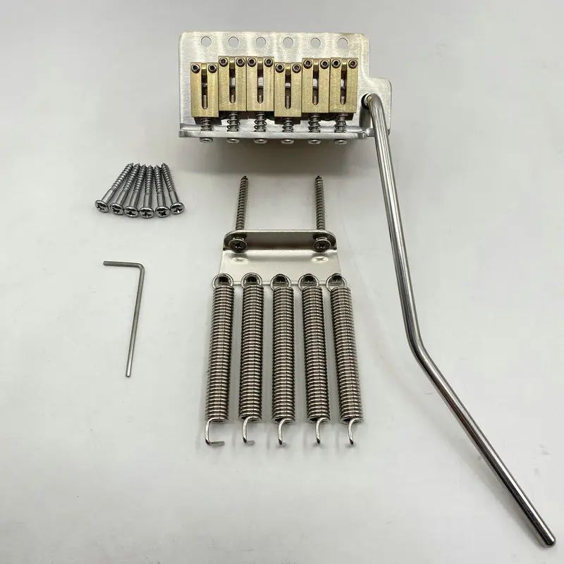 

Silver Finish Japan-Made Single-Locking 6-Point Tremolo System for Electric Guitars CNC-Machined Brass Plate And Saddles