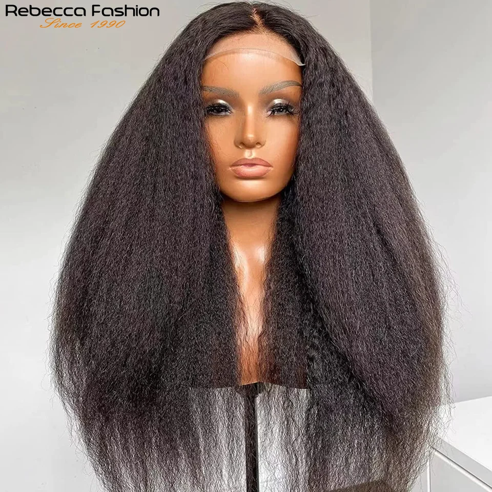 

Kinky Straight Human Hair Wigs For Women 13X6x2 T Part Transparent Lace Front Wigs Pre Plucked Natural Remy Yaki Straight Wig