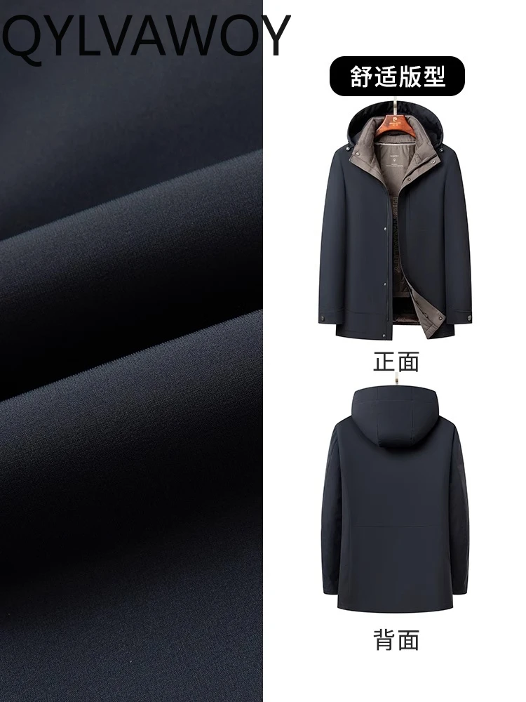 QYLVAWOY Winter Mid-Length Thickened Warm Rabbit Fur Niekefu (Fur-Lined Coat) Cold-Resistant Warm Parka Fur Outerwear LJ2553