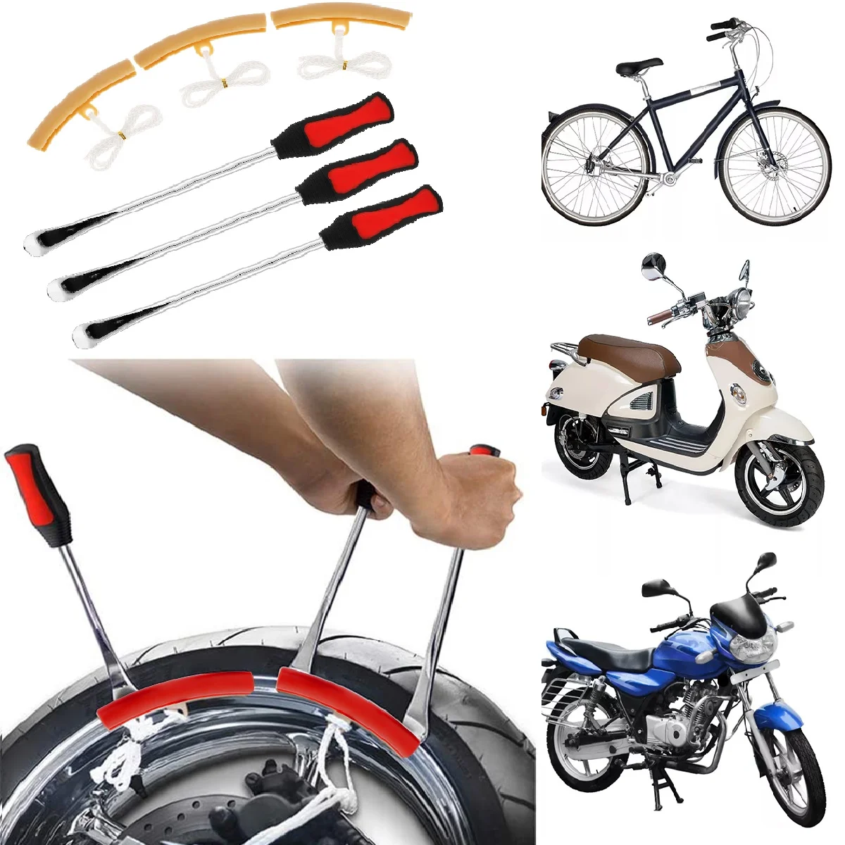 1/2/3Pcs Motorcycle Tire Replacement Rod Kit Rim Protector Tire Profession Repair Tool Accessory Bike 14.5in Tire Change Levers