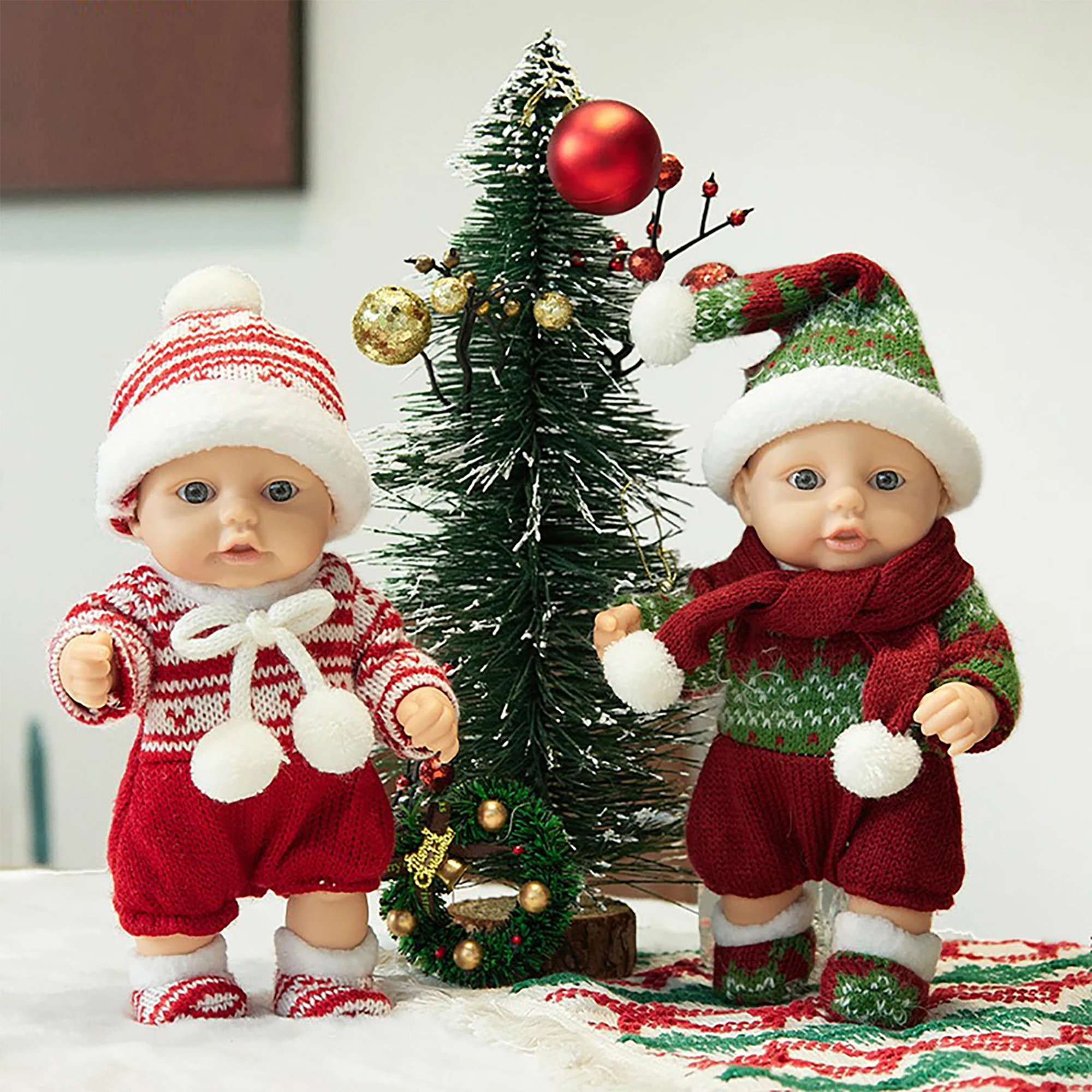

New25CMHigh-Quality Soft Vinyl Silicone Rebirth Doll DST-Q8G Handmade3DPainted Comfort Doll Christmas Theme Knitted Hat Plushgoy