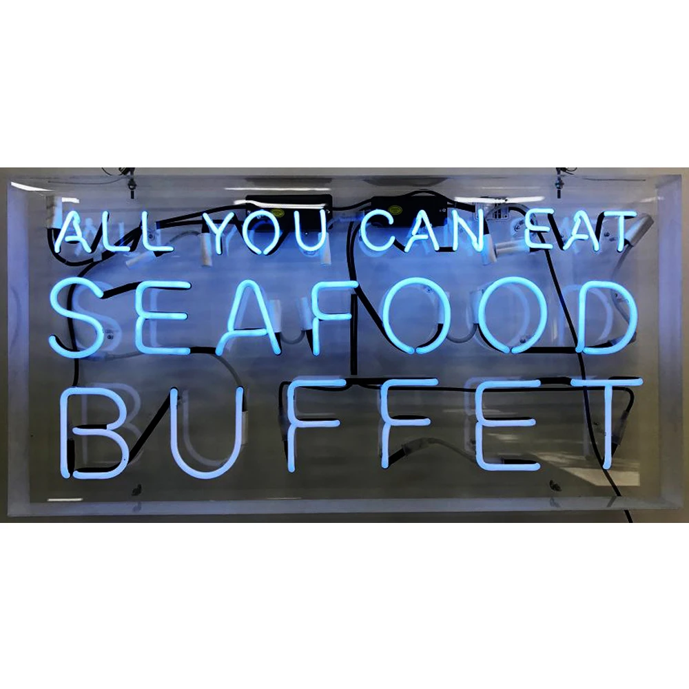 

ALL YOU CAN EAT SEAFOOD BUFFET Neon Light Sign Custom Handmade Real Glass Tube Store Advertise Room Decor Display Lamp 19"X12"