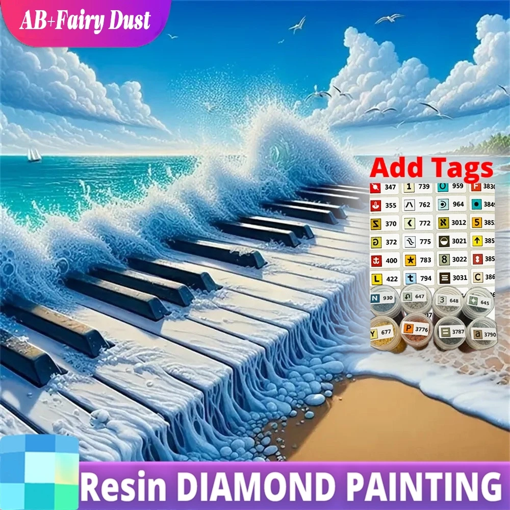 

Смола AB Фея Пыль DIY Алмазная картина Приморский пейзаж Картина Стразы Мозаика Фортепиано Вышивка Новая коллекция Декор для