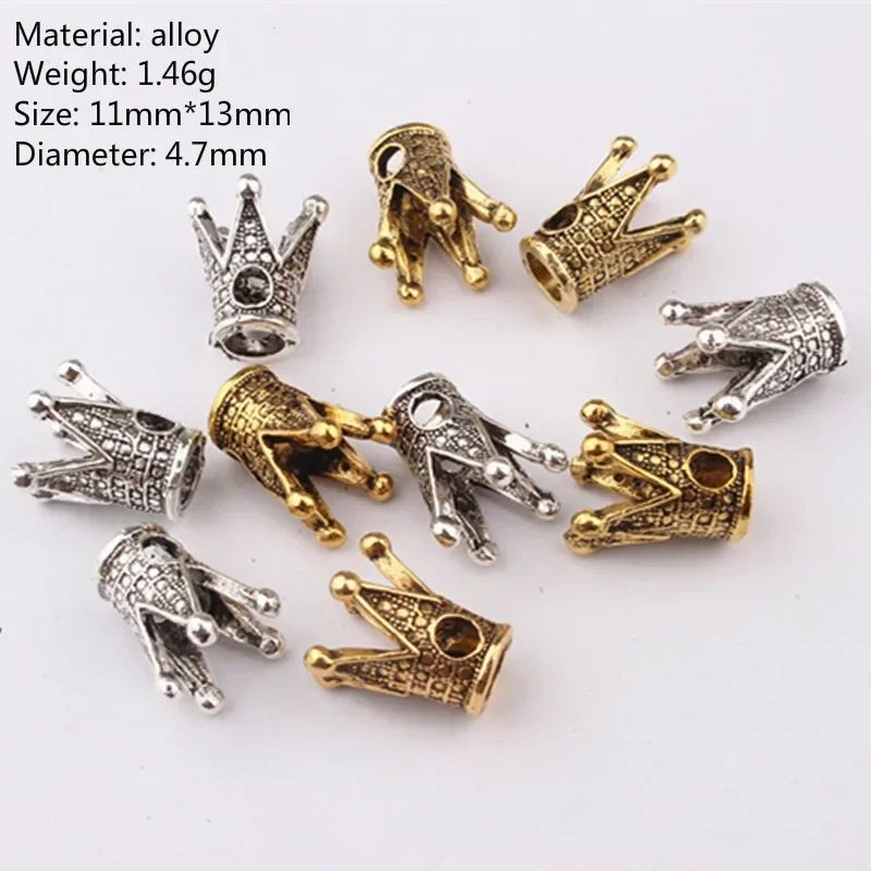 5/10pcs Crown Large Hole Beads African Braided Gold Silver Jewelry Metal Hair Braid Dreadlock Beads Crown Hollow Out Design