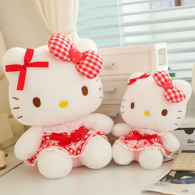 

Genuine Sanrio Hello Kitty Anime Strawberry Cute Plush Stuffed Toys Soft Pillow Peluche Plushies Doll Birthday Christmas Gifts