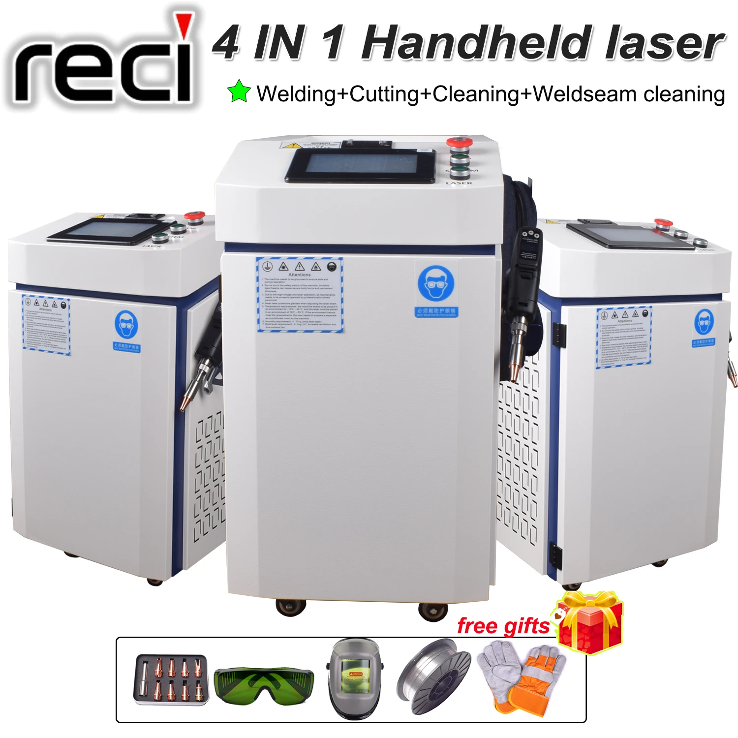 RECI 1500W Handheld Laser Fiber Welding Cutting Cleaning Machine laser Weld Seam Clean cleaning Machine Hanli water chiller