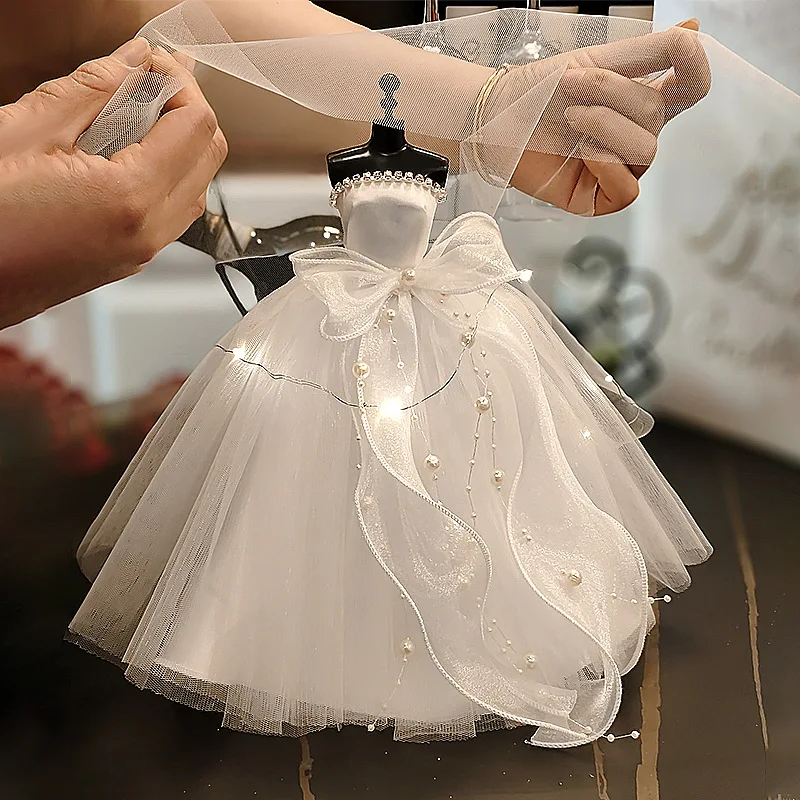 1/6 Mini Wedding Dress Set with Stand Model Costume Bride Wedding Gown Display Holder Mannequin