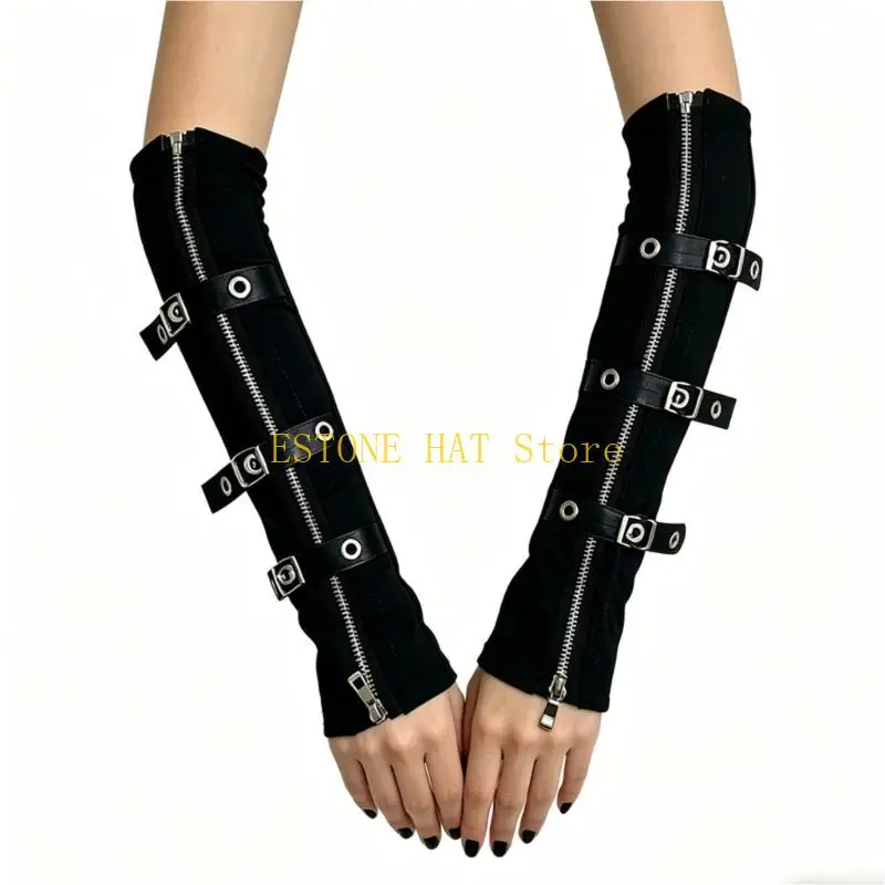 49MF Alternative Fashion  Arm Protector Adjustable Embellished Dark Wrist Guard For Rock Music Gatherings And Outdoor Sports