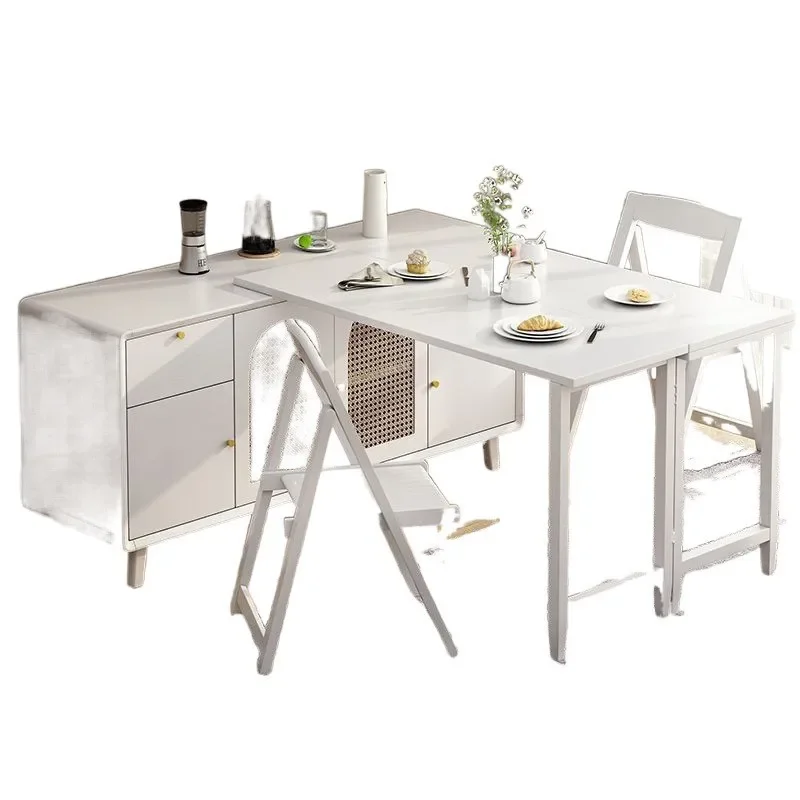Klappbarer Esstisch aus Massivholz, Inseltisch, Bartheke, kleiner ausziehbarer Wandschrank für den Haushalt