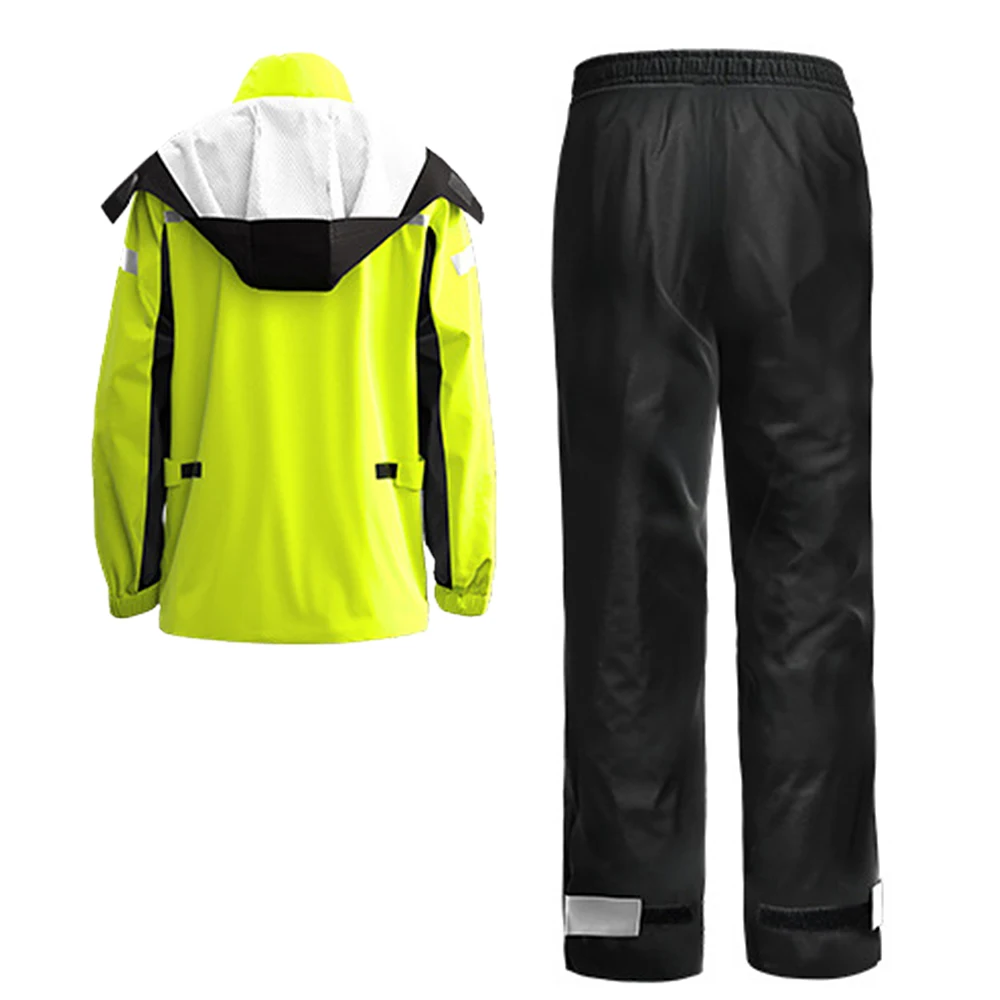 Men Motorcycle Rain Suit Outdoor Reflective Waterproof Rain Jacket and Pants Rain Gear for Bike Riding Cycling Camping Hiking