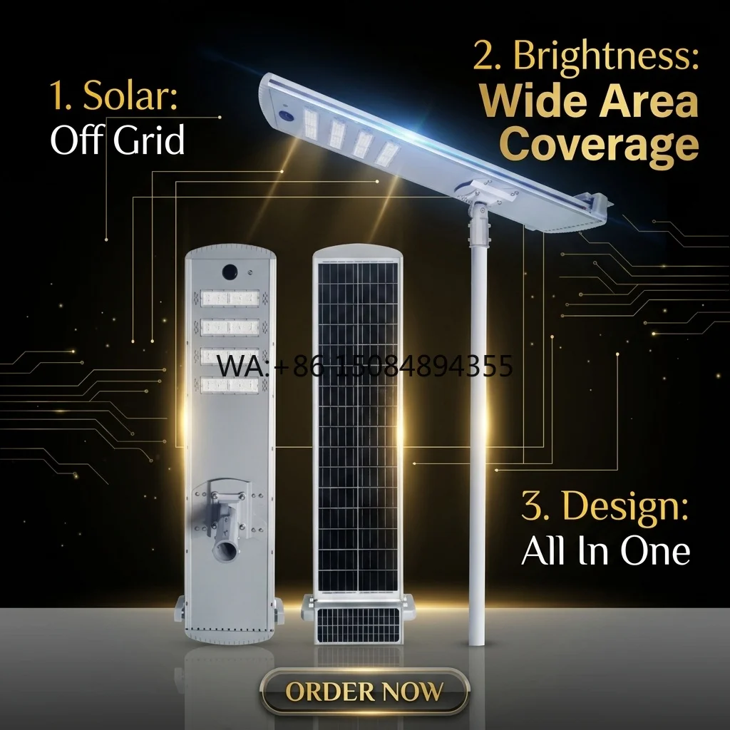 Newest Energy Saving IP66 Outdoor Solar Panel Streetlight Auto-cleaning Die-casting Aluminum 60w 80w All-in-one Led Solar Street