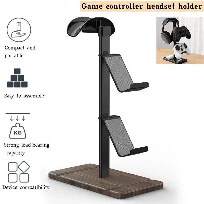 Black Walnut Bracket Head Mounted Headphone Stand Aluminum Alloy Headphone GamePad Computer Gaming Headset Desktop Display Stand