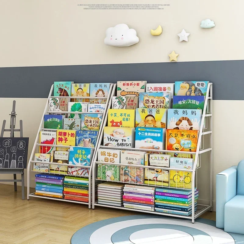 Large Capacity Children's Room Rack - Layered Partition Storage Shelves, Metal Frame Book Rack, Stable Load-Bearing Organizer