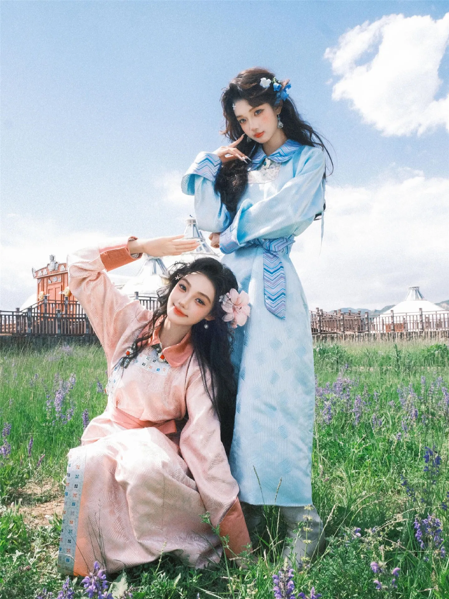 

Mongolian Robe Photoaphy Costume Fre Ethnic Minori Friend Photo oot Dancewear Stage Costume Polyester Fiber