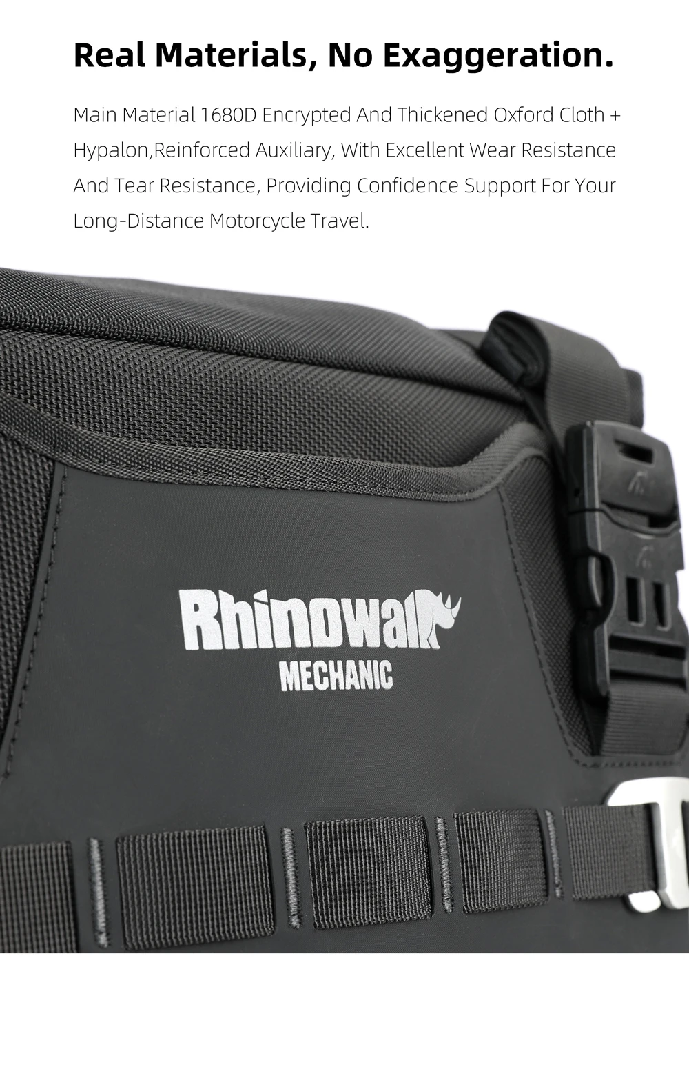 Rhinowalk 35L Wasserdichte Motorrad-Satteltasche mit Schnellverschluss und MOLLE-System-Schlossloch für Abenteuerreisen – Detail 11