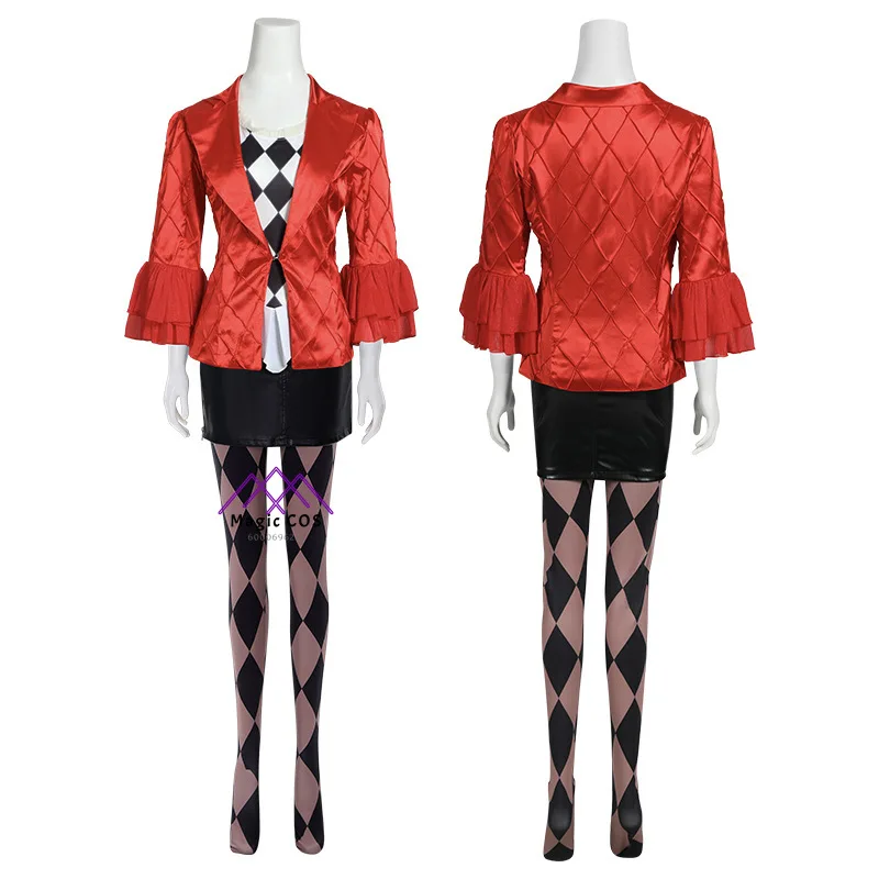 

New Movie Suicide Harley Cosplay Costume Red Coat Girl Handmade Quinn Set Halloween Party Halloween Exclusive Cosplay Costume