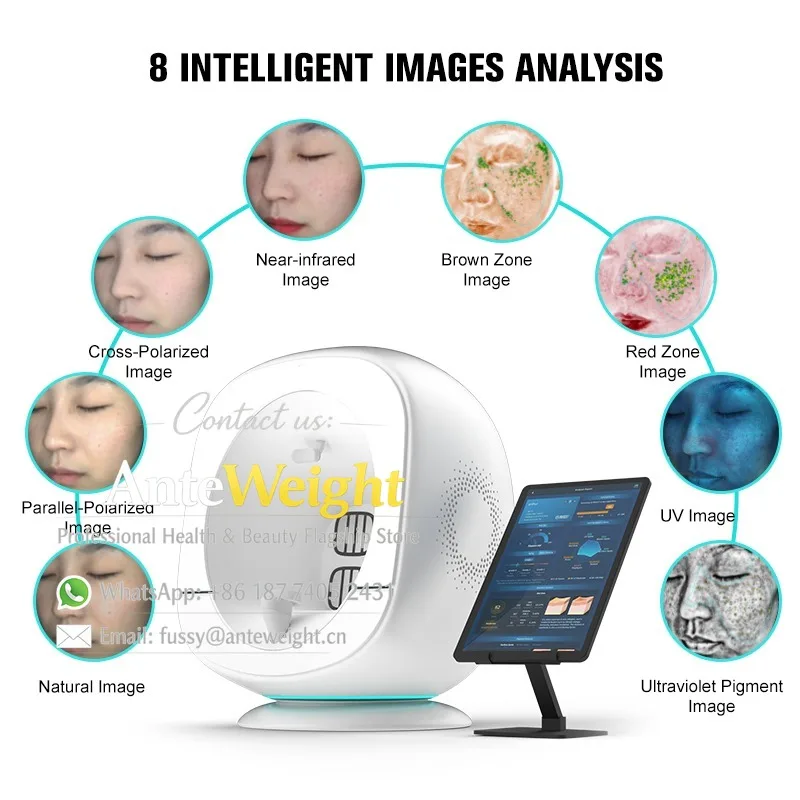 AI-Powered Skin Analyzer with 20MP HD Camera 4 Spectra Light 8 Intelligent Image Analysis