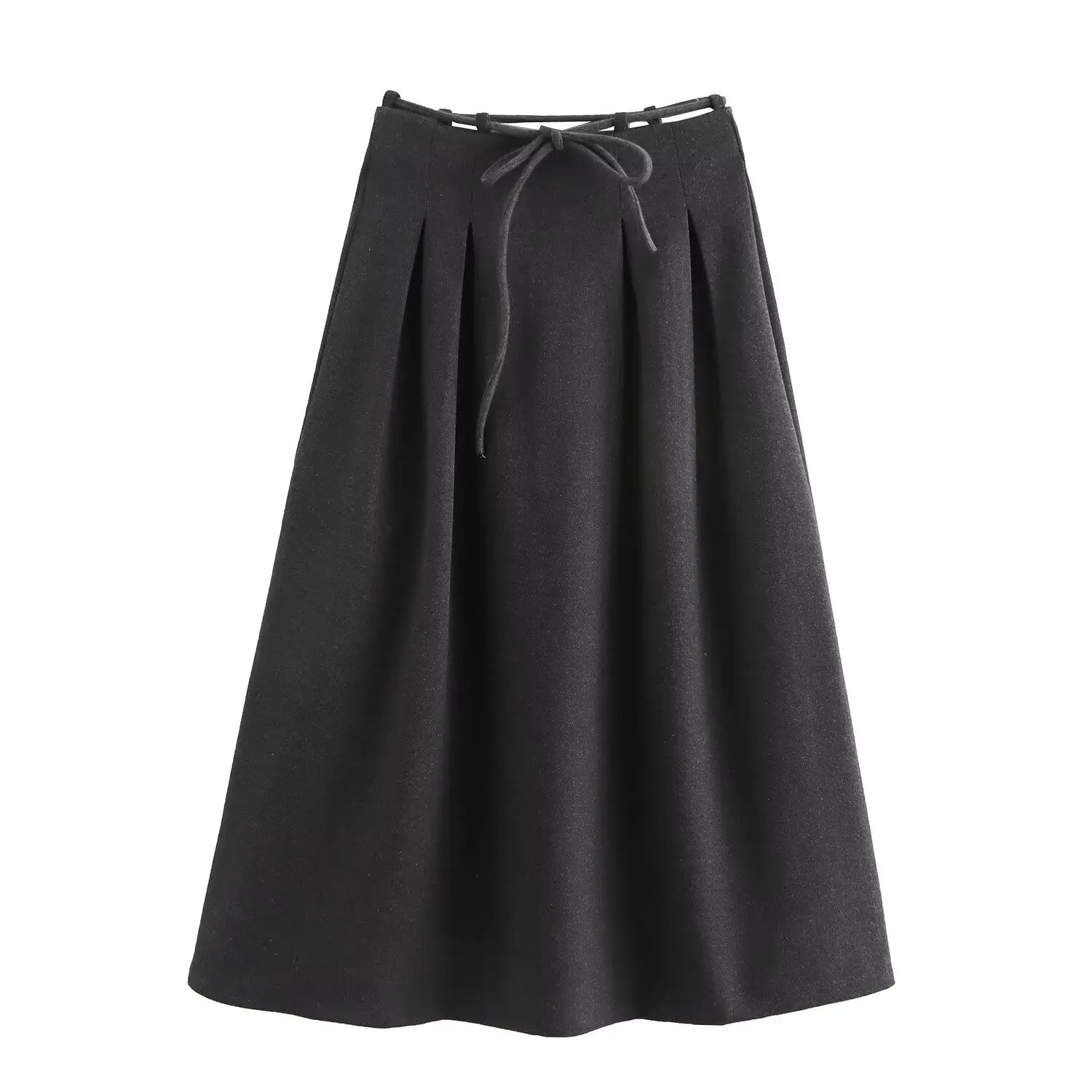

Модная женская юбка с завышенной талией, утягивающая, на шнуровке, однотонная, А-силуэта, длинная юбка для женщин, женская одежда, юбка-фалда
