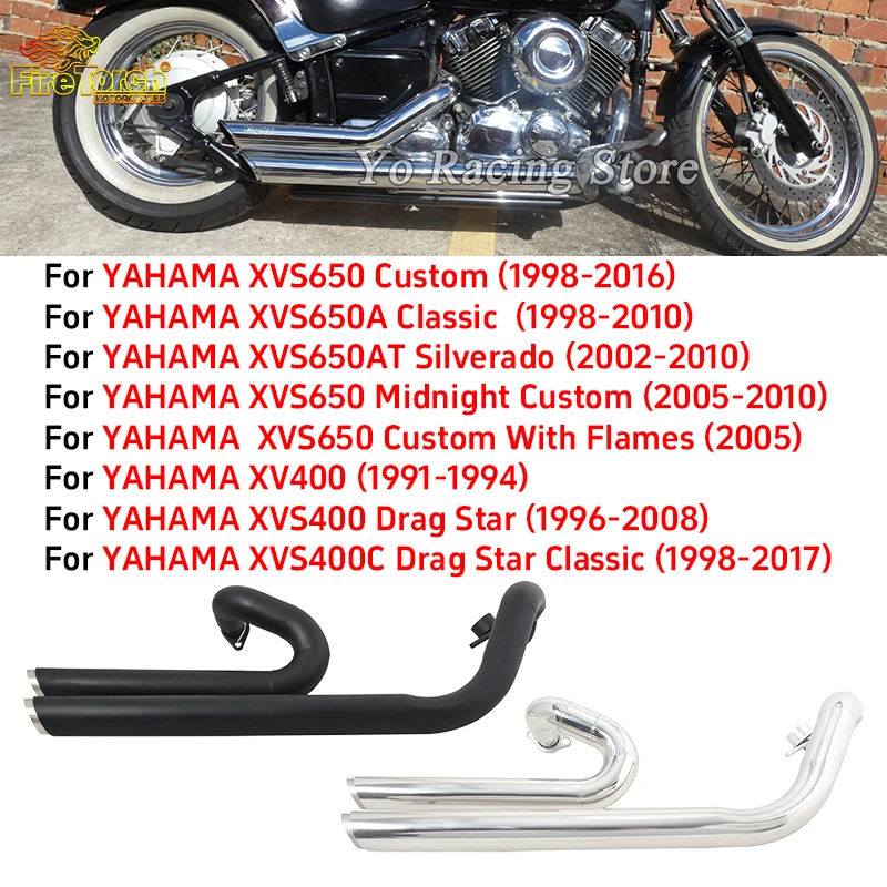 Slip-On für Yamaha Drag Star V Star 650 400 XVS650 DS650 XVS400 650A DRAGSTAR 400 Motorrad-Auspuffanlage Moto-Schalldämpfer