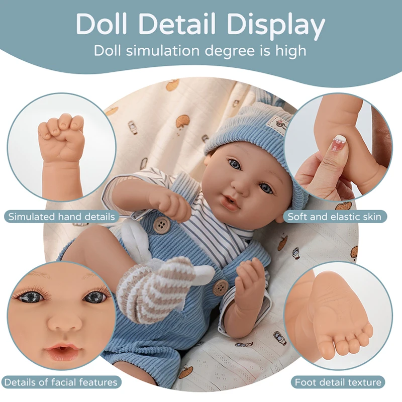 18インチのかわいいリボーンドール、ビニール素材製、リアルな人形、衣類セット付き、誕生日プレゼント、ホリデーギフトに最適