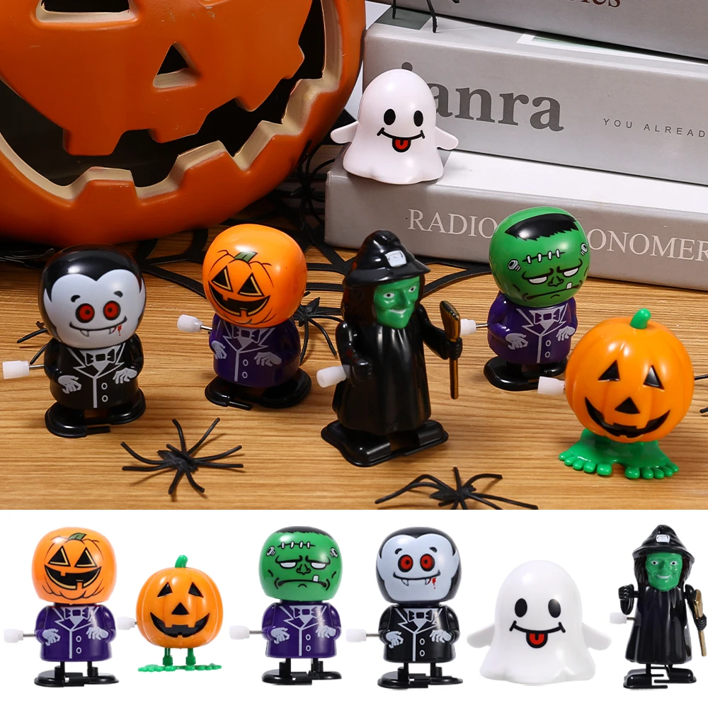 Fun Wind-up Vampire Toy Pumpkin Man Walking Zombie Action Figure Wind-up Spin Jump Toys Halloween Decoration Toy Gift for Kids