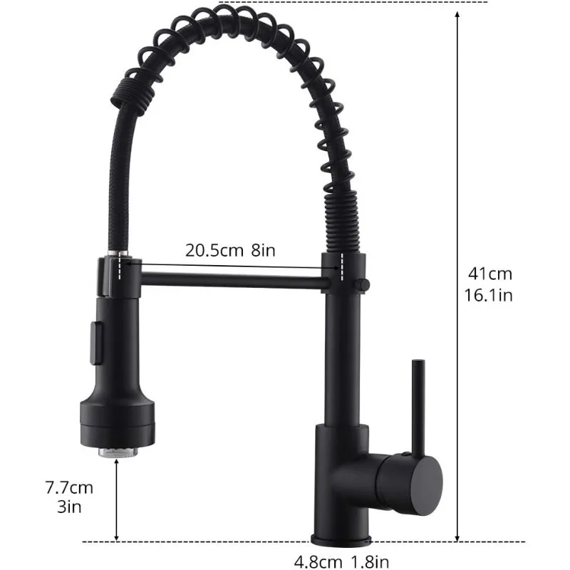 Смеситель для кухни с распылителем, современный выдвижной распылитель с одной ручкой, пружинный смеситель для кухонной мойки со светодиодной подсветкой