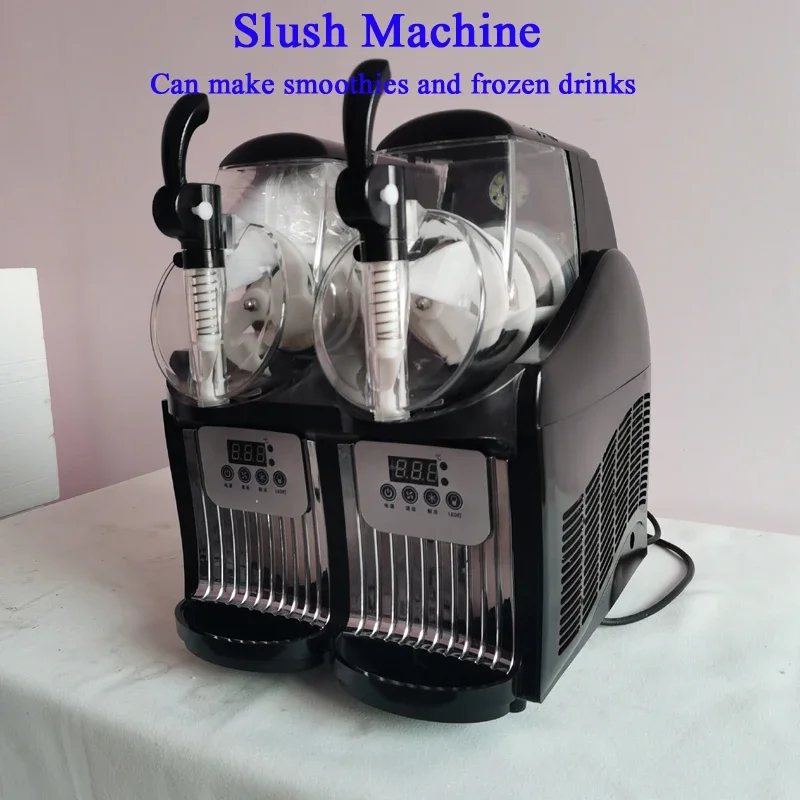 

Коммерческая машина для слякоти из нержавеющей стали, 2 л x 2 резервуара, машина для замороженных напитков, низкий уровень шума, легкая очистка, последовательная текстура