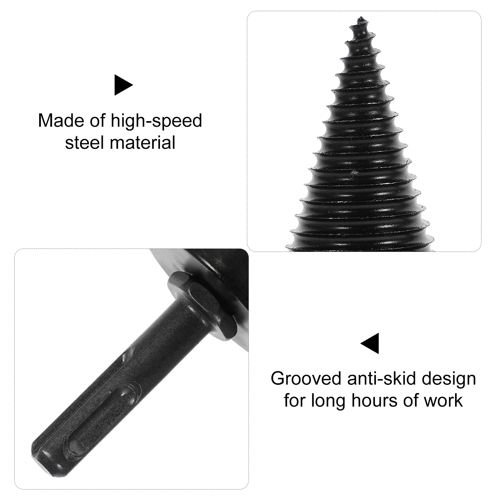 

1pc 42Mm Electric Splitting Drill Bits Triangle Handle Chopping Round Shank Black High Hardness Wear Resistant Anti Skid Groove