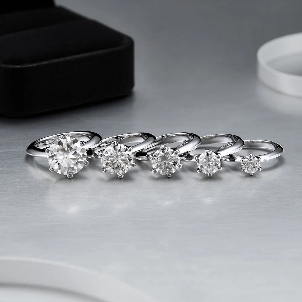 Metis 3ct D VVS Moissanite Ring for Women 6 Prong Classic Trendy Solitaire Engagement Wedding Band GRA Certified 925 Sliver Ring
